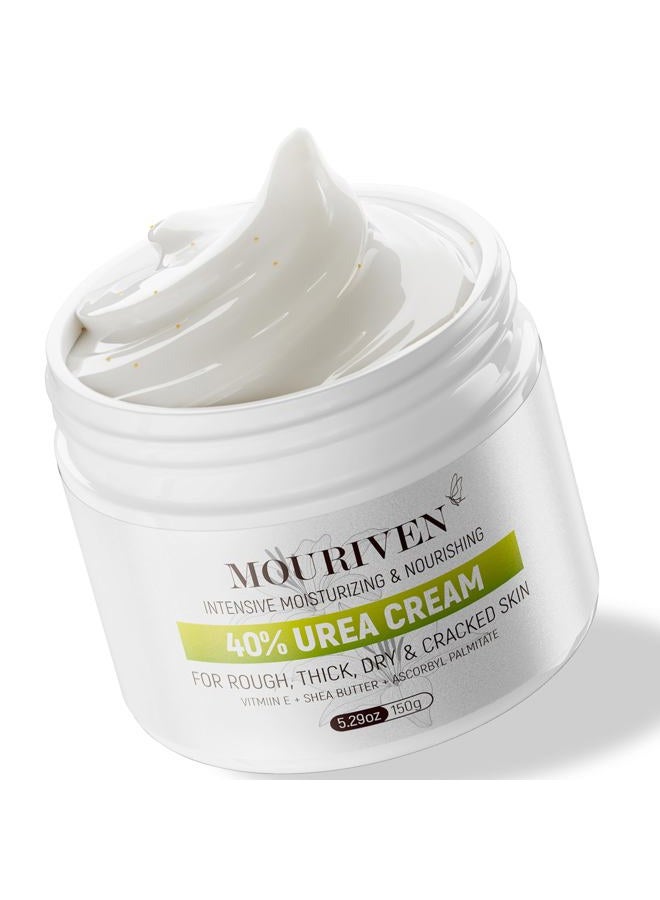 Mouriven Urea Cream 40 Percent - Foot & Hand Cream for Dry, Cracked Heels, Feet, Knees, Elbows, and Hands - Maximum Strength Urea Lotion for Softening and Moisturizing - Image 1